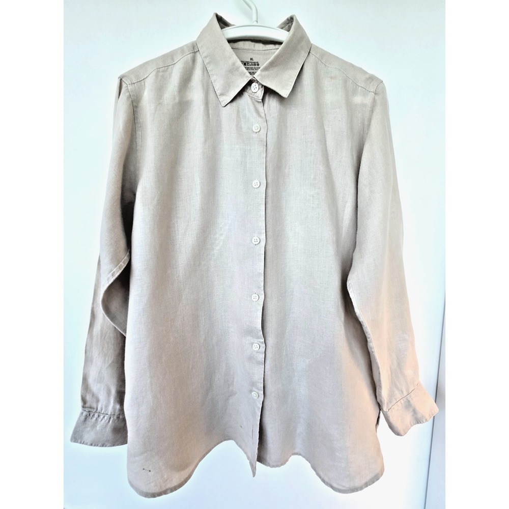 Muji Hemp Shirt Long Sleeves Button Up Beige Minimalist Quiet Luxury Old Money